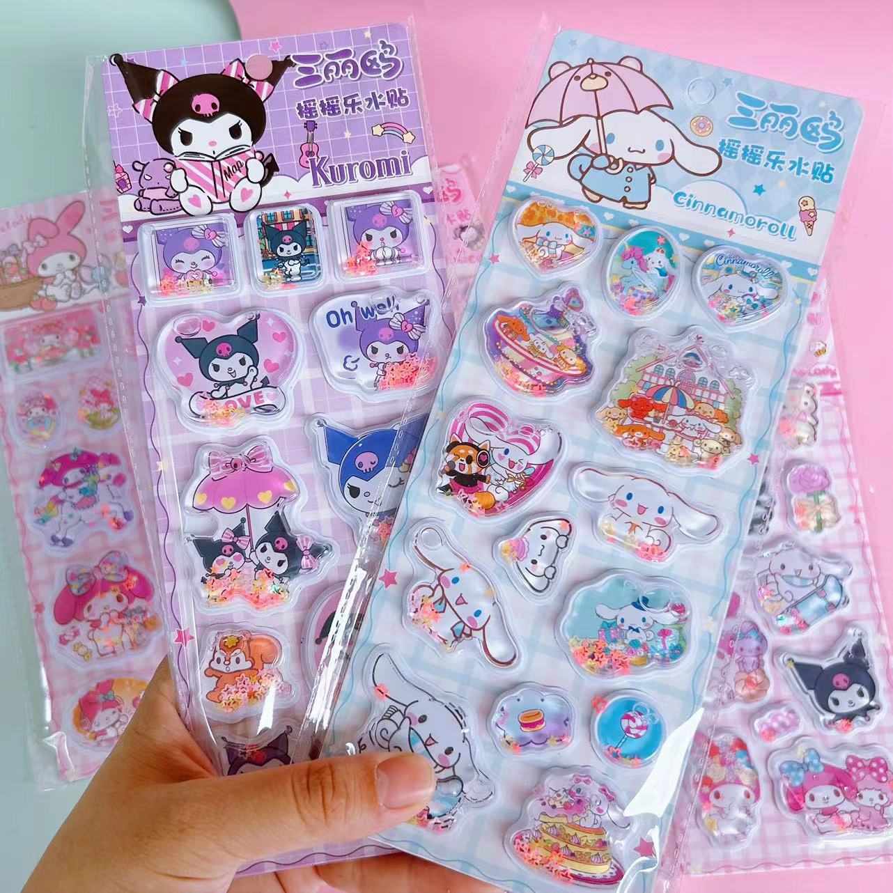 Sanrio cute pet stickers - high-quality kuromi shaker water decals - diy decorative stickers for kids