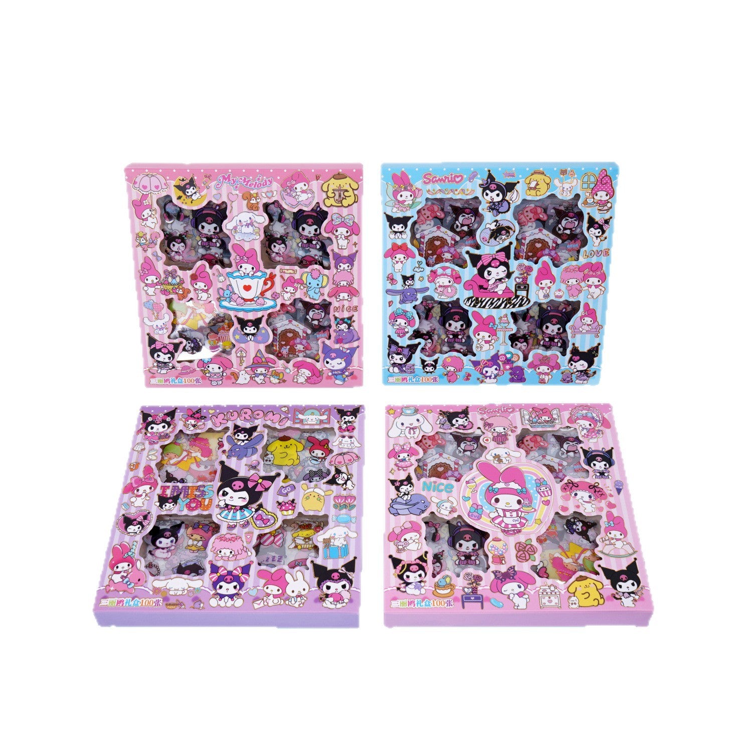 Cute sanrio-themed 100-piece journaling sticker set - cartoon, high-quality, kuromi & my melody diy material stickers