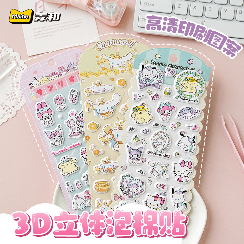 Authentic sanrio kuromi bubble stickers - cute cartoon cinnamoroll decorative 3d stickers for kids and girls - perfect gift!