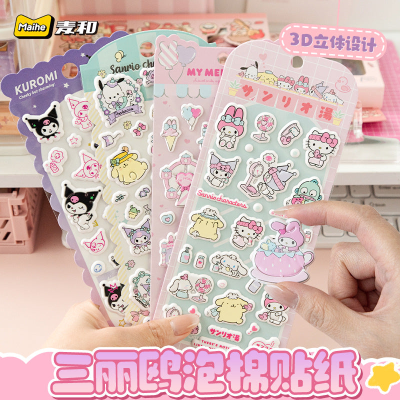 Authentic sanrio kuromi bubble stickers - cute cartoon cinnamoroll decorative 3d stickers for kids and girls - perfect gift!