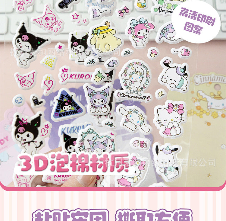 Authentic sanrio kuromi bubble stickers - cute cartoon cinnamoroll decorative 3d stickers for kids and girls - perfect gift!