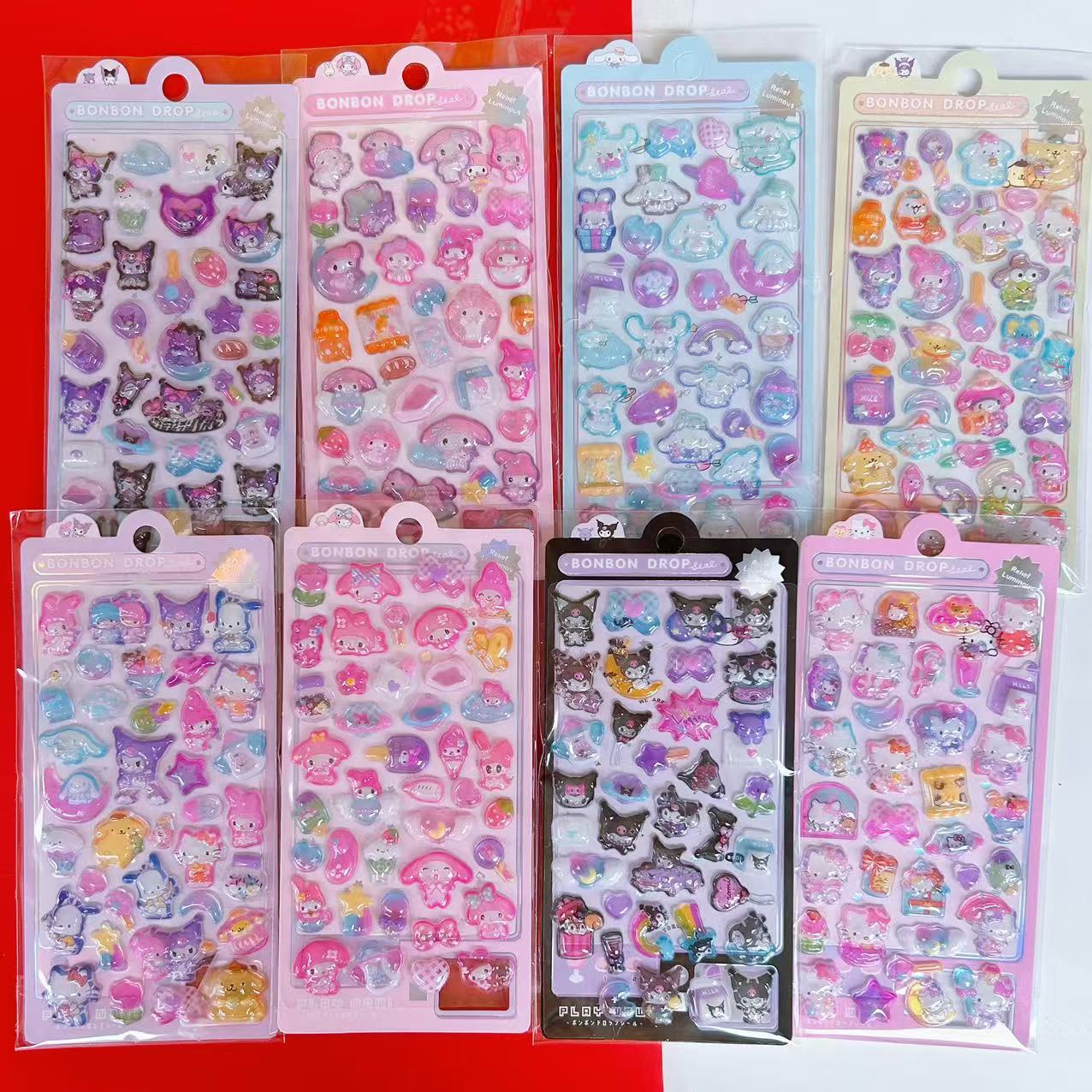 Sanrio cute pet stickers - high-quality kuromi shaker water decals - diy decorative stickers for kids