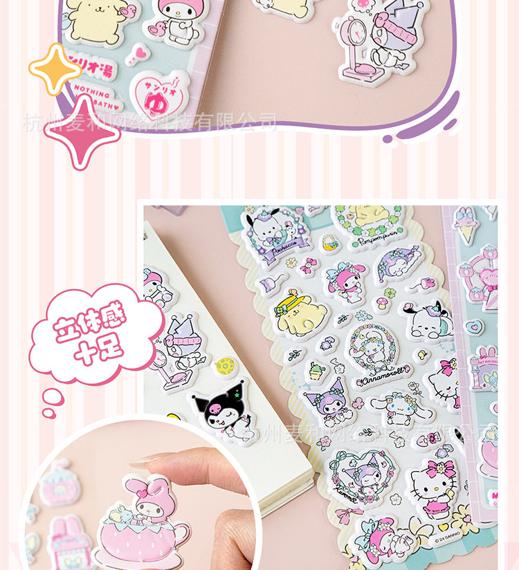 Authentic sanrio kuromi bubble stickers - cute cartoon cinnamoroll decorative 3d stickers for kids and girls - perfect gift!