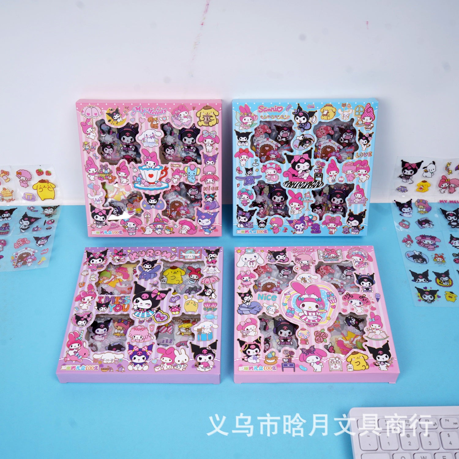 Cute sanrio-themed 100-piece journaling sticker set - cartoon, high-quality, kuromi & my melody diy material stickers