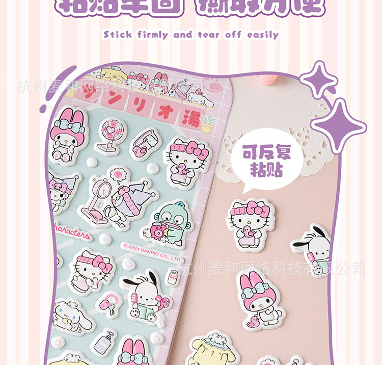 Authentic sanrio kuromi bubble stickers - cute cartoon cinnamoroll decorative 3d stickers for kids and girls - perfect gift!