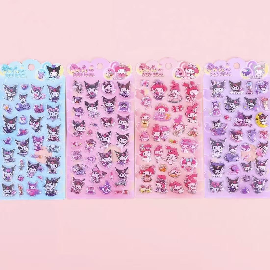 Sanrio cute pet stickers - high-quality kuromi shaker water decals - diy decorative stickers for kids